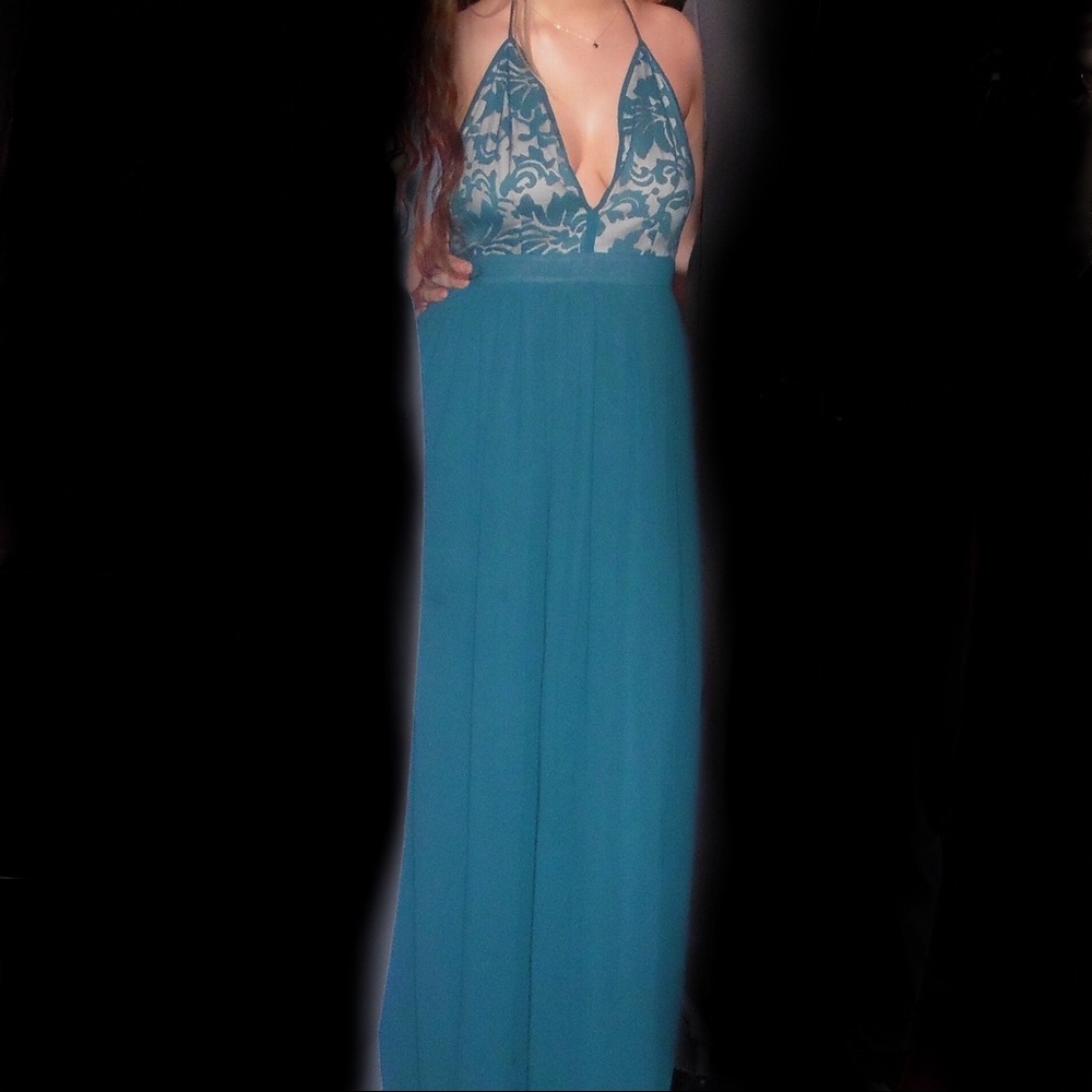 Forrest Green Maxi Prom Dress